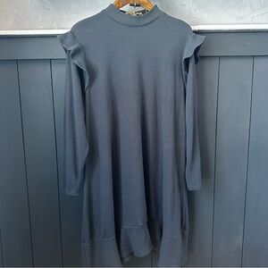 LC Lauren Conrad Women's Mock Neck Sweater Dress‎ Ruffled Black Size 2X